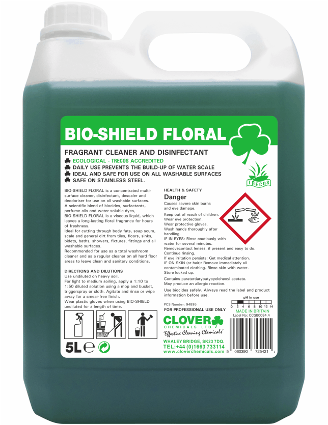 Clover Bio-Shield Floral Acidic Cleaner and Disinfectant 5 Litre [220]