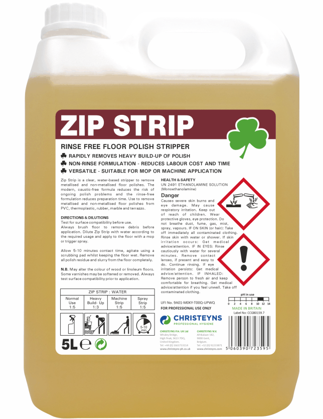 Clover Zip Strip  Rinse Free Floor Stripper 5 Litre [365]