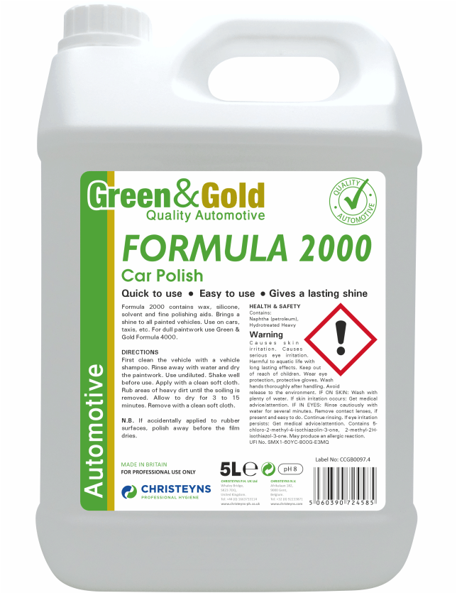 Green & Gold Formula 2000  PDI Pink Car Polish 5 Litre [706]