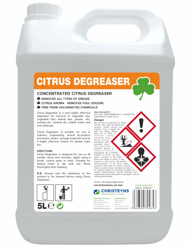Clover Concentrated Citrus Degreaser  5 Litre [714]