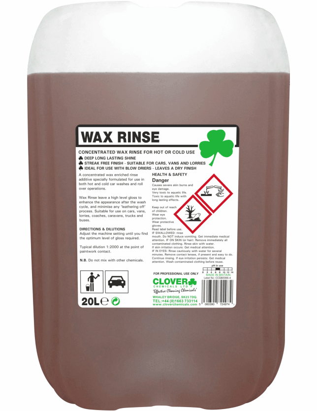 Clover Wax Rinse  Concentrated Wax Rinse 20 Litre [901]